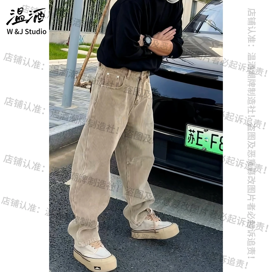 【粗坑条灯芯绒】内里加绒重磅水洗做旧工装裤休闲加绒加厚休闲裤