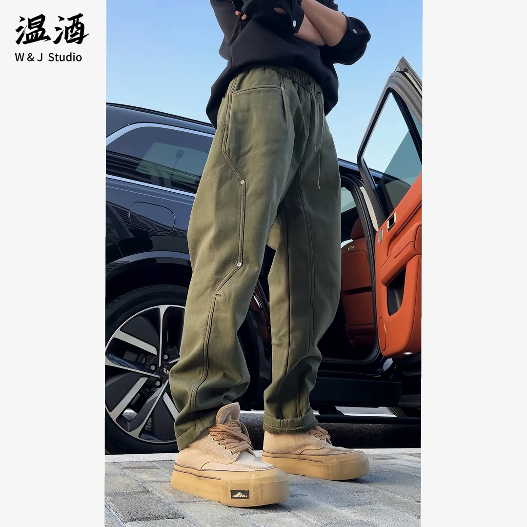 【曲率线条加绒裤】人字纹加绒加厚挺阔型工装裤 棉质冬季休闲裤