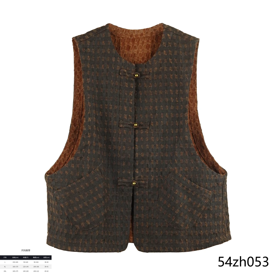 LN2024秋冬新款时尚国风黑色马甲54zh053