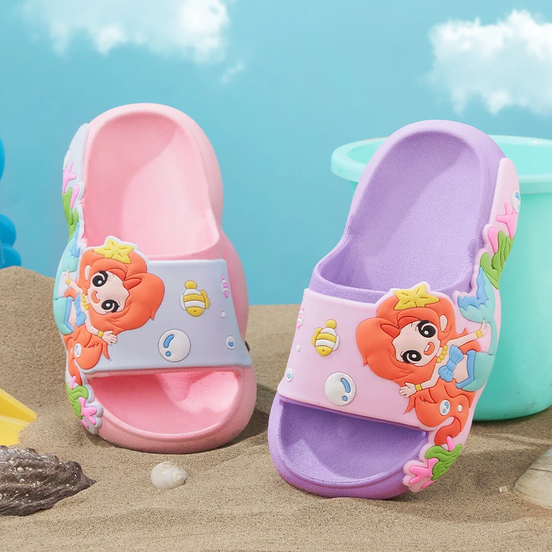 儿童人鱼公主女童拖鞋夏季可爱居家浴室内防滑女孩卡通凉拖亲子款