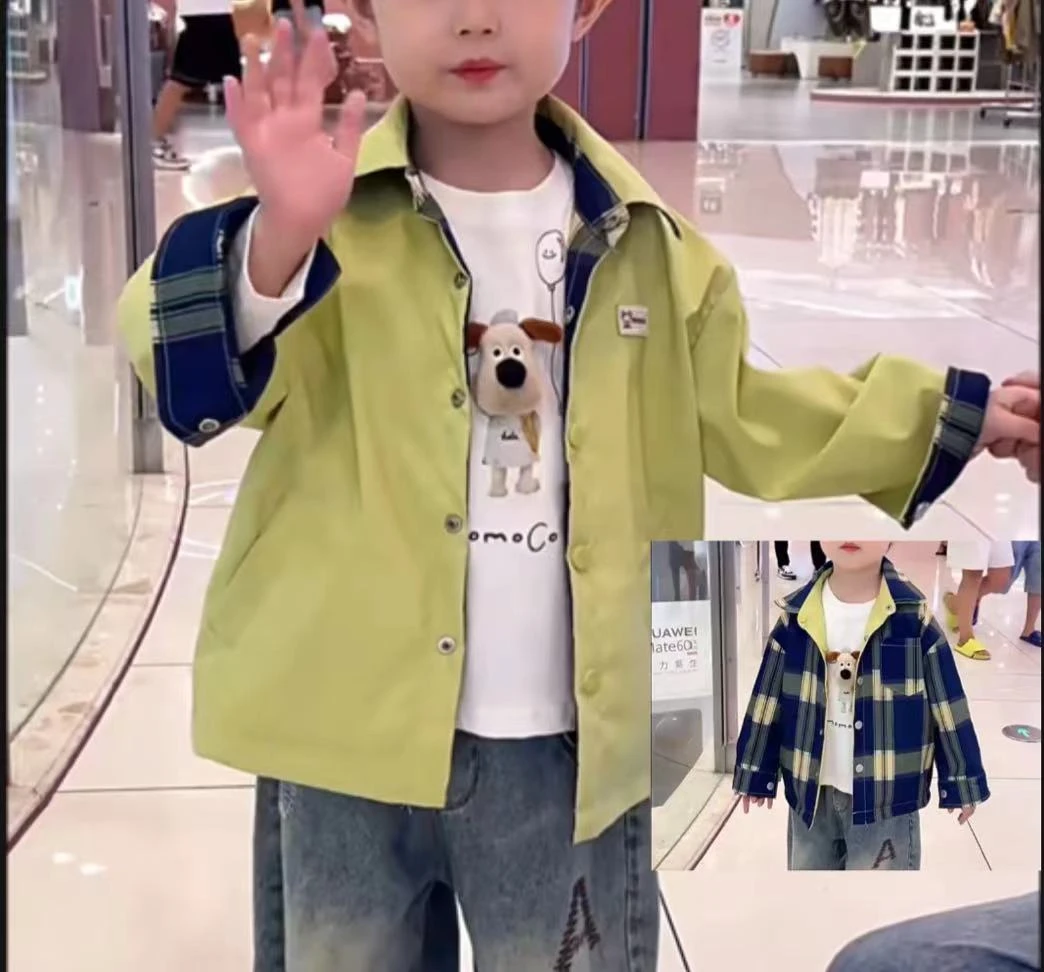 【LAOHE】 WT-004 双面穿 童装休闲春秋款新款洋气儿童户外风衣外套