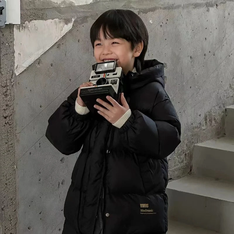 YRF-9099黑色  亲子休闲羽绒服外套新款洋气儿童户外连帽保暖