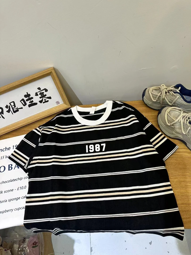 （LAOHE）TX-5025 儿童男童夏季夏款条纹短袖韩版ol短袖T恤时尚圆领