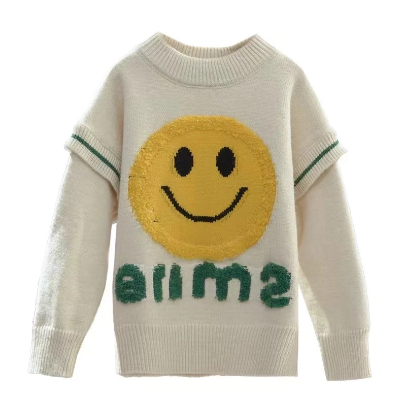 【现货】my-0417女童毛衣  洋气时尚百搭笑脸韩系秋季毛衣