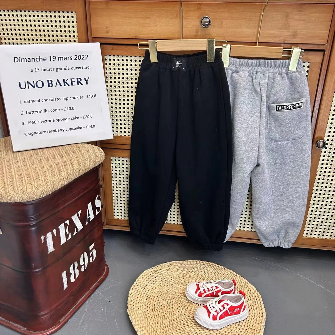 【LAOHE】2  WK-185黑 灰 粉 冬季 加绒卫裤中性男童休闲时尚 儿童