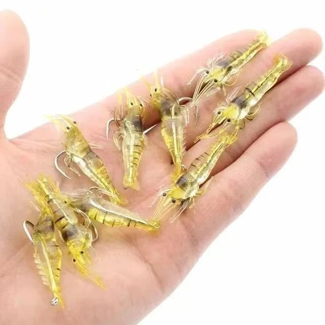 路亚真小草虾夜光带钩虾翘嘴鲈鱼通杀海钓淡水假饵软饵不易挂底
