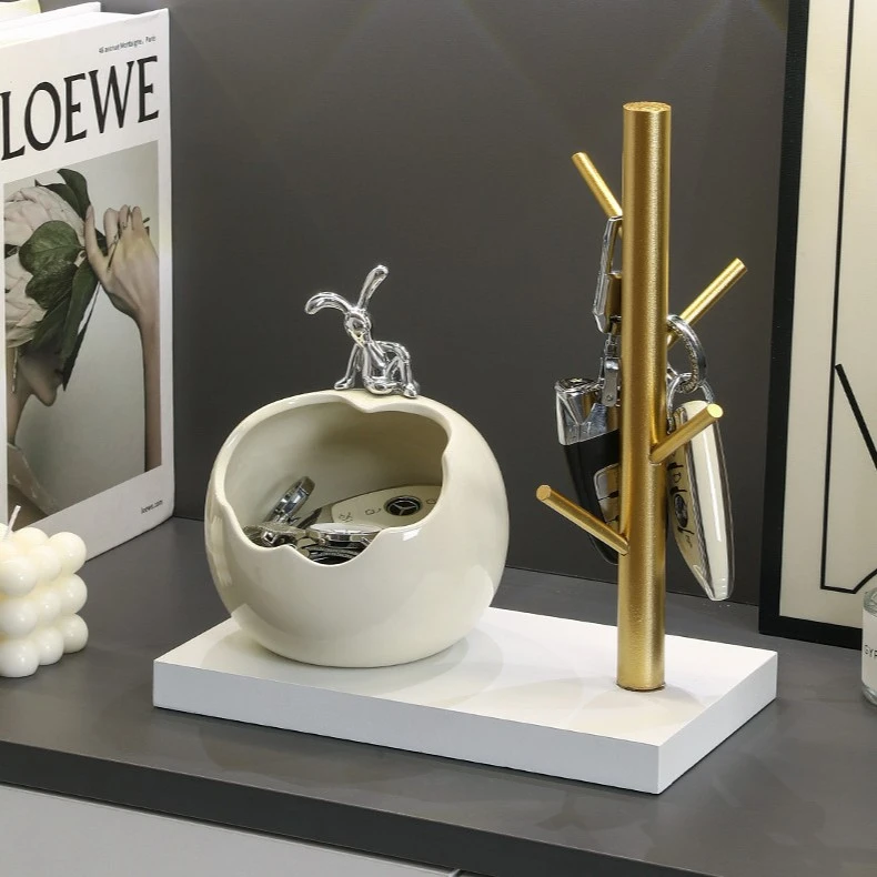 现代ins风创意玄关门口钥匙收纳神器轻奢入户鞋柜摆件置物架装饰