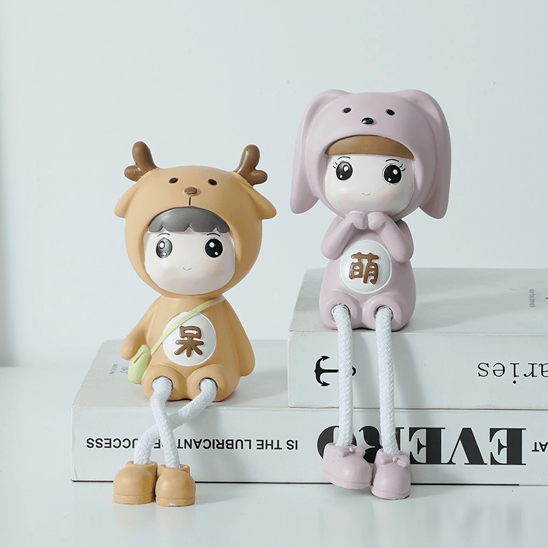 吊脚娃娃摆件客厅儿童房间卧室创意可爱家居电视柜架装饰品小摆设