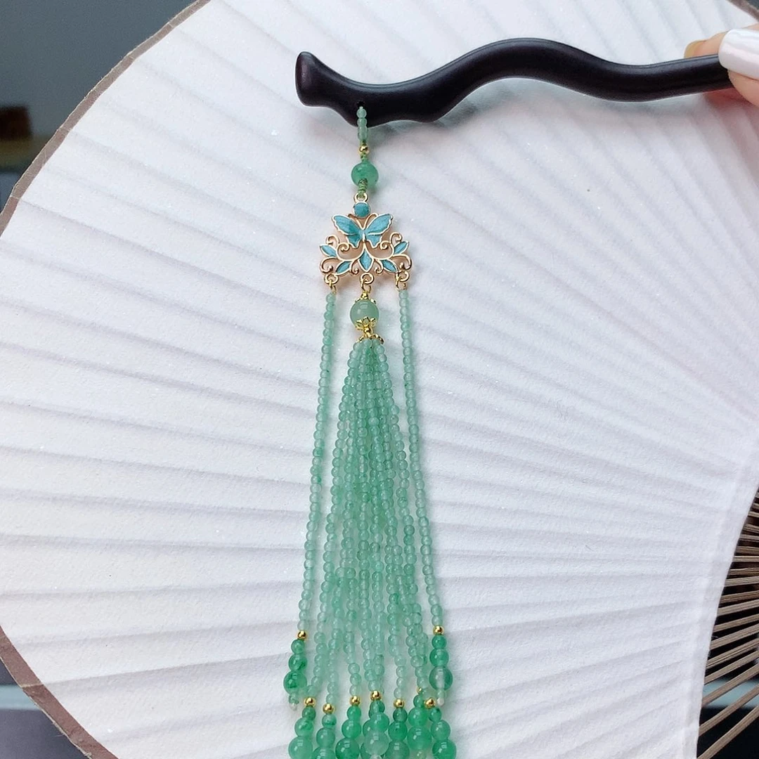 石英质玉冰飘花原创精品发簪未镶嵌