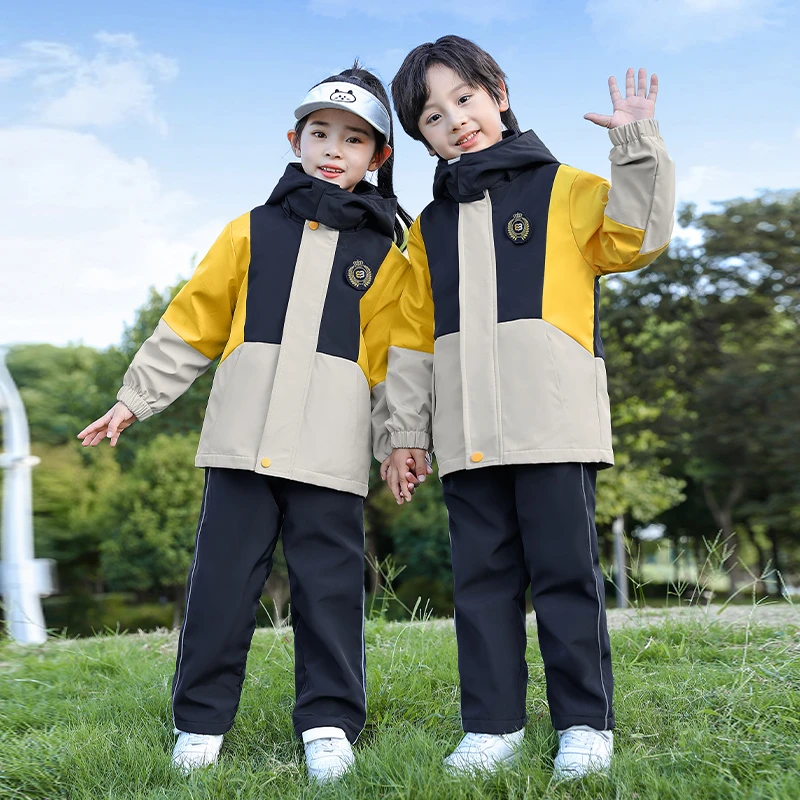 儿童校服套装小学生冲锋衣运动会春秋新款秋冬季幼儿园班服三件套