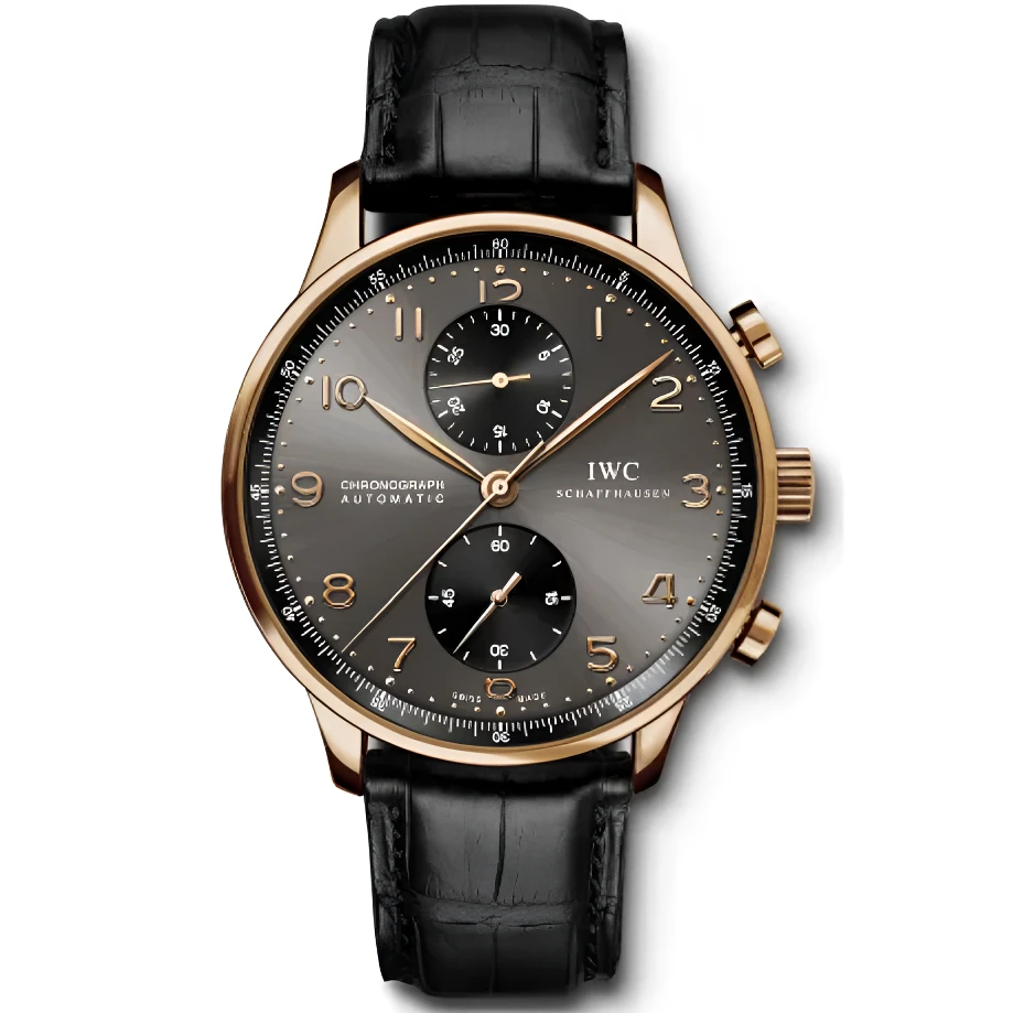 99新 IWC/万国 葡萄牙计时18k红金黑盘IW371482/41.5mm机械男款表