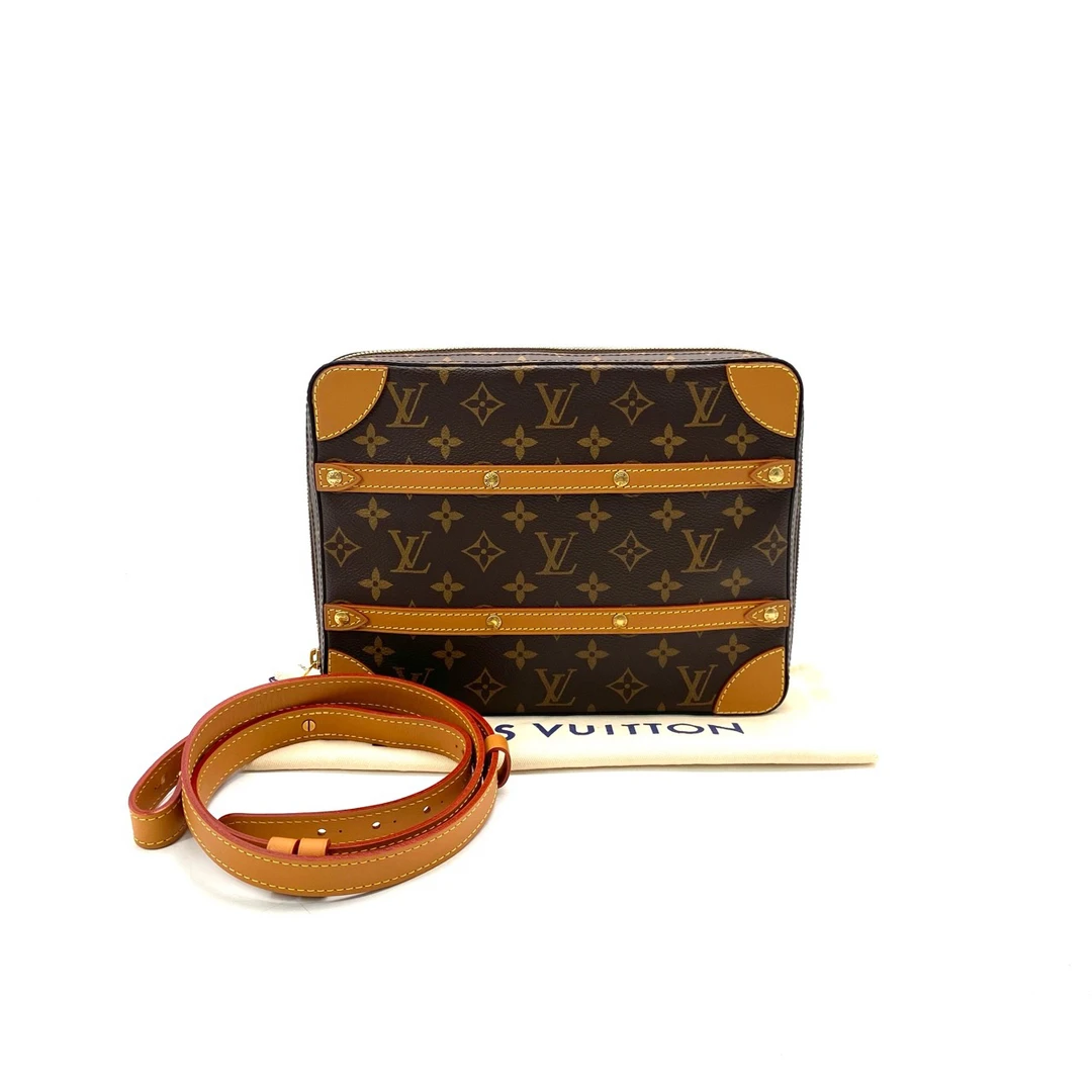 95新 LouisVuitton/路易威登 经典限量秀款棕老花斜挎包  尺26/20