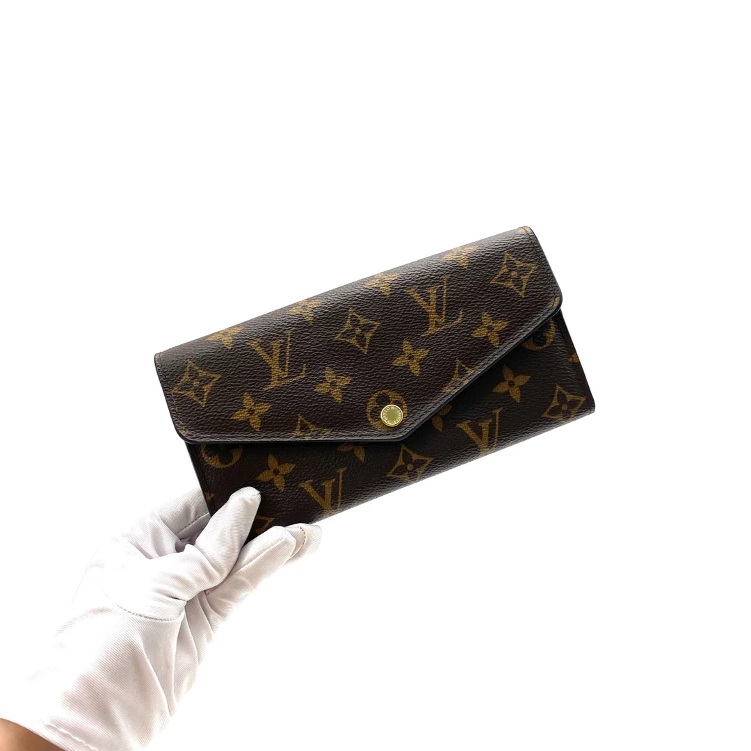 95新 LouisVuitton/路易威登 棕老花摁扣钱包 尺寸19/10