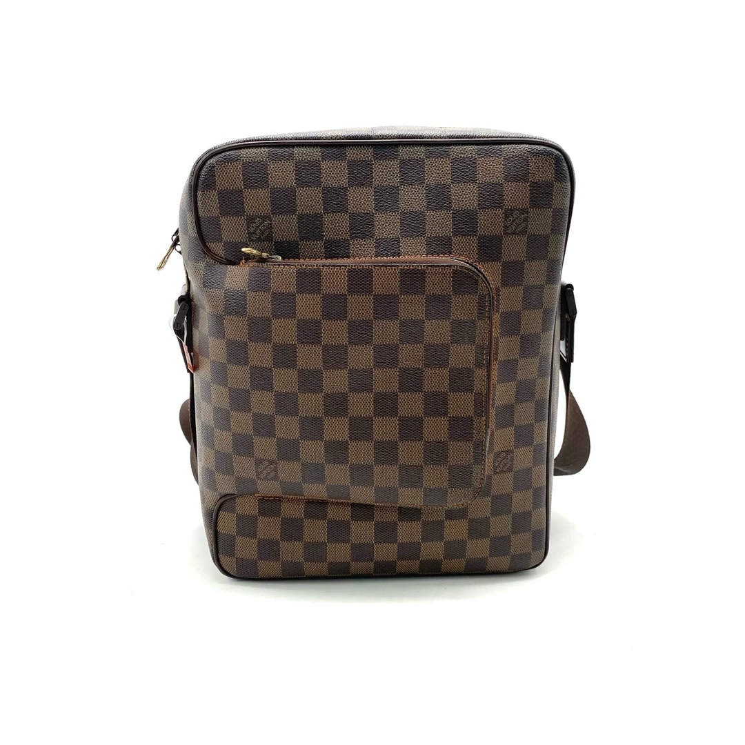 95新 LouisVuitton/路易威登 棕棋盘格大号斜挎包 尺寸25/32