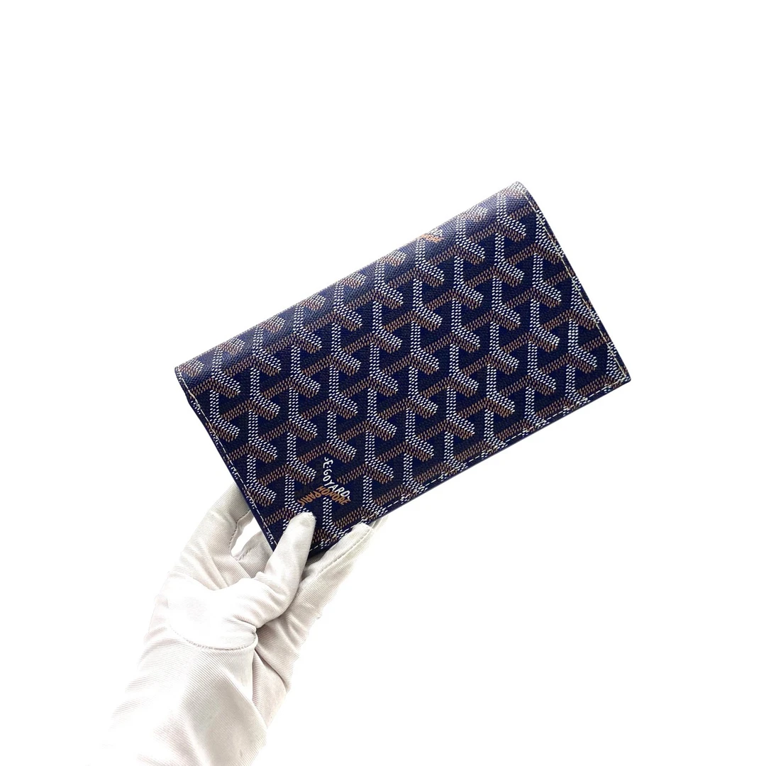 99新 Gaoy/戈雅 经典老花对折钱包 尺寸19/11