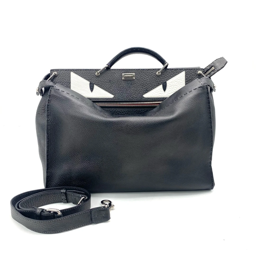 95新 FENDI/芬迪 黑色全皮小怪兽公文包 尺寸40/30