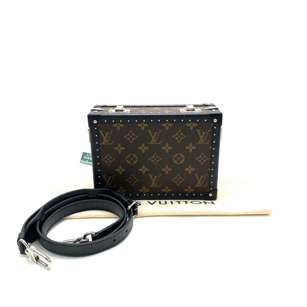 95新 LouisVuitton/路易威登 棕老花硬盒子斜挎包 尺寸22/16