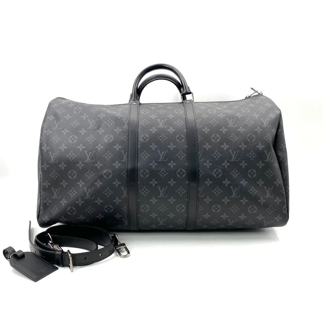 99新 LouisVuitton/路易威登 闲置黑老花keepall55旅行袋 尺55/31