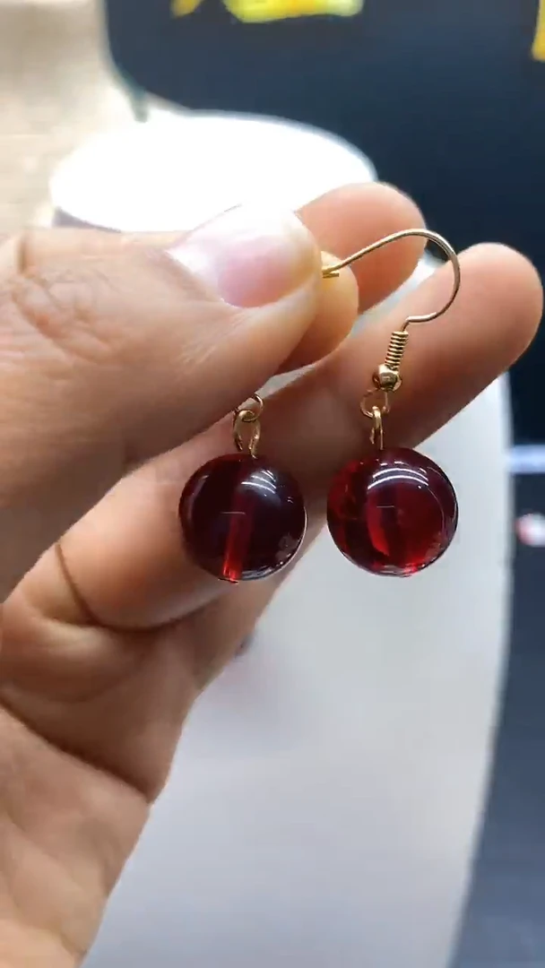 【闪购商品】血珀耳饰14K金镶嵌A23