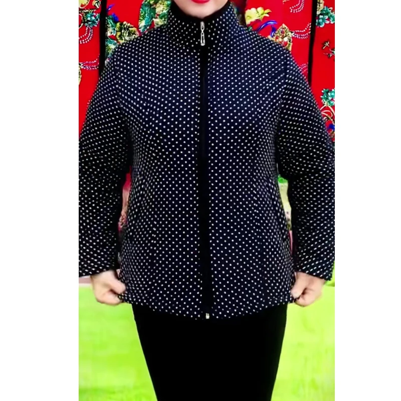 【上新】小袄中老年时尚印花保暖棉袄冬季棉服修身长袖休闲加绒