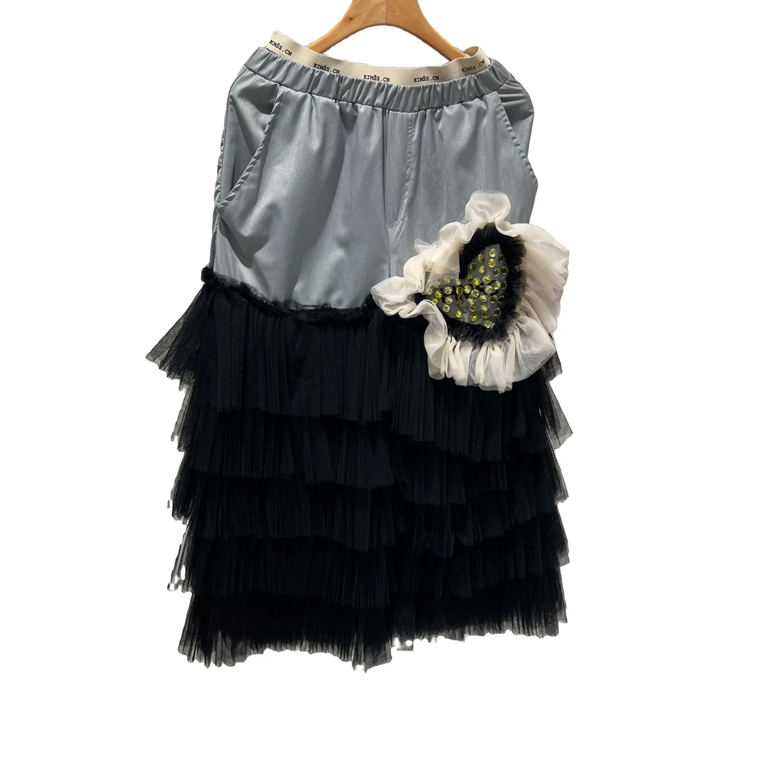 0024【高定系列】设计师新款拼接纱纱夏季女装长裙