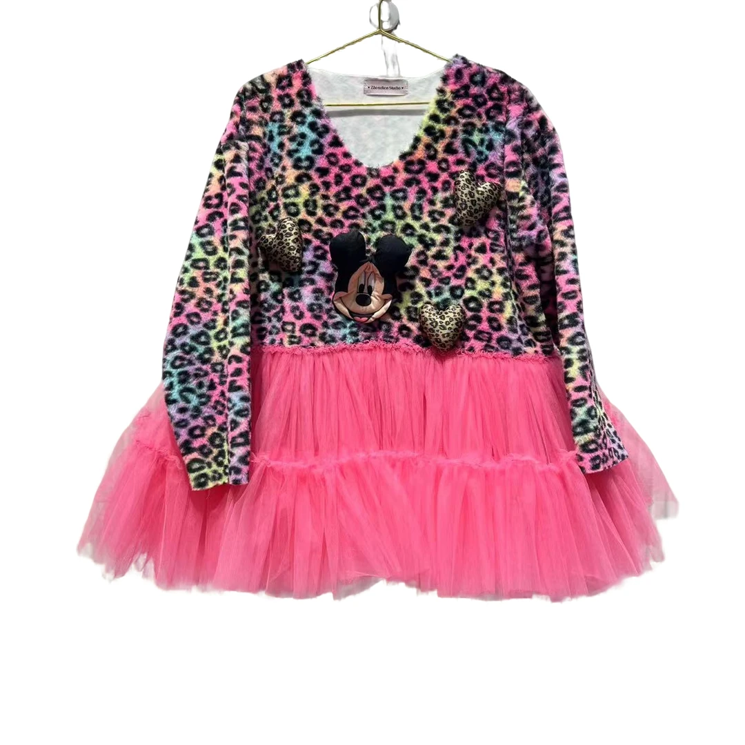 3919【珍珍优选】设计师新款拼接纱纱冬季长袖女装连衣裙时尚