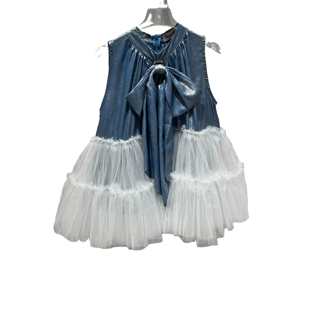 0009【高定系列】设计师新款拼接纱纱夏季短袖女装连衣裙