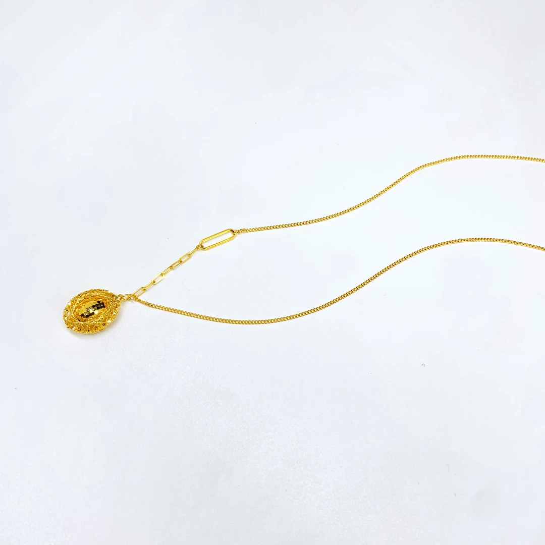 【赛菲尔5G精品】波光粼粼水滴花丝蜂巢黄金套链