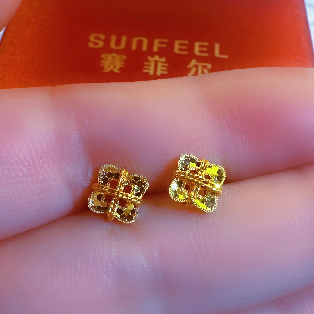 SUNFEEL/赛菲尔【赛菲尔5G精品】龙鳞四叶草耳饰送礼