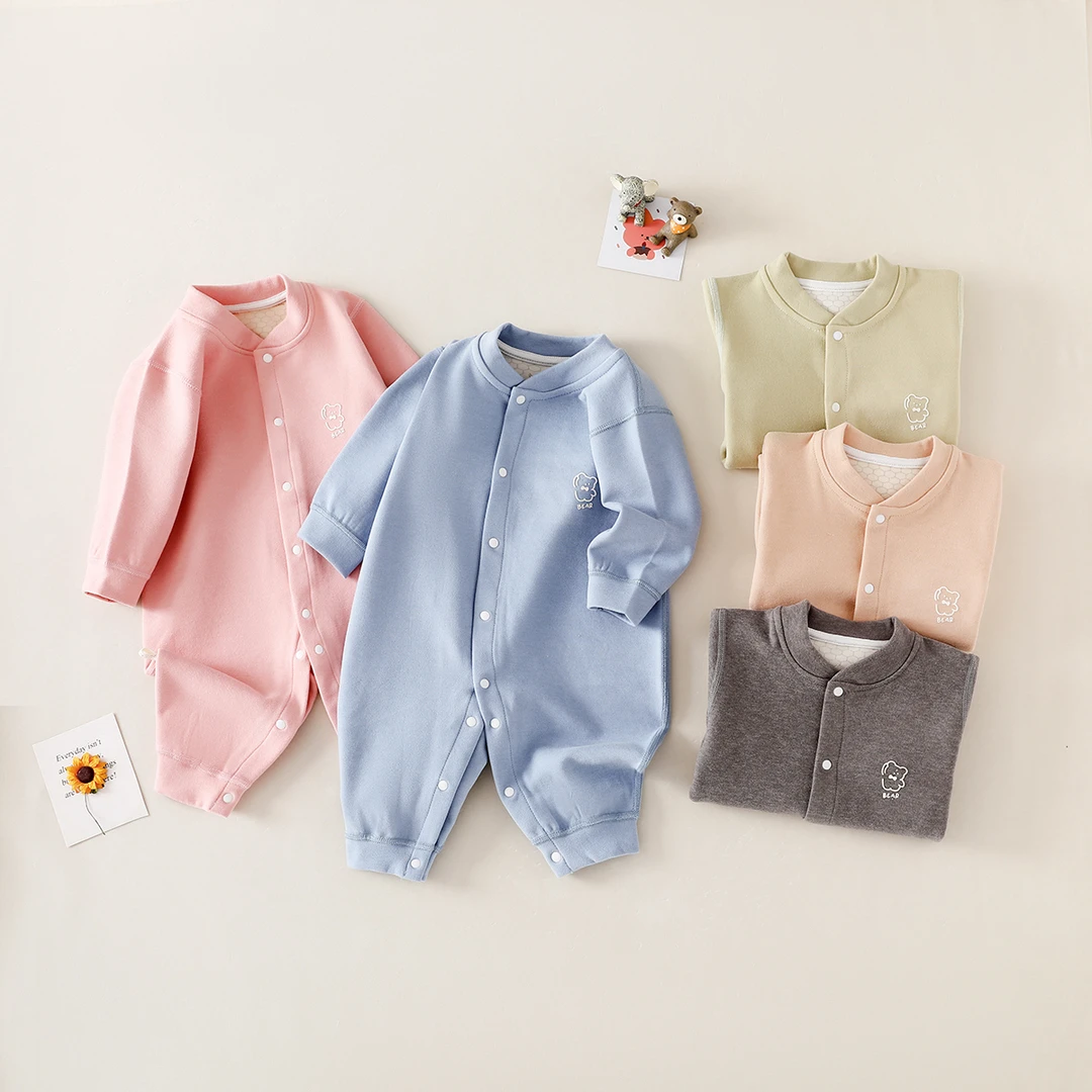 羊毛蚕丝婴幼儿闭档连体衣亲肤透气保暖爬服哈衣秋冬