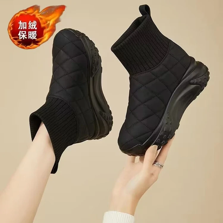 回力特价增高8CM秋冬厚底时尚休闲加绒保暖百搭针织雪地靴女短鞋