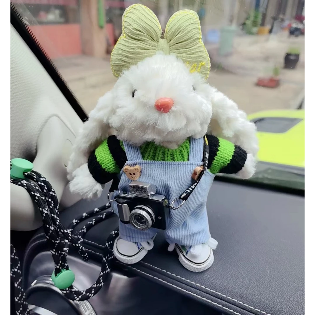垂耳兔毛绒兔子玩偶背夹