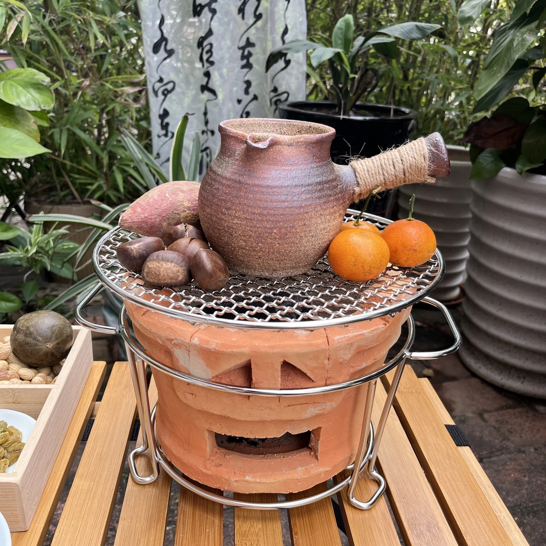 围炉煮茶ho泥粗陶泥侧把茶壶罐罐茶煮公道杯陶罐炭火炉子
