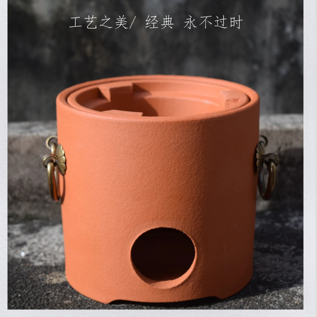 【铜耳直筒炉】红泥煮茶炉炭炉茶炉烧烤风炉核桃碳炉烧水砂铫壶茶具