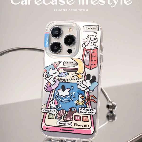carecase冲浪游乐园银灰双层手机壳 适用于苹果 15 14 13 Pro Max