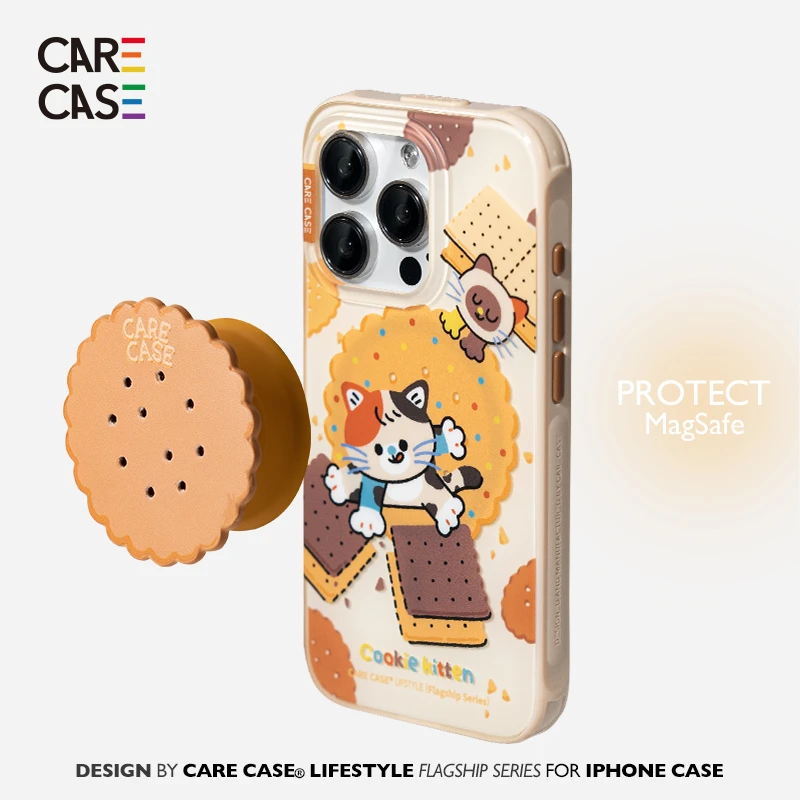 CARECASE功夫饼干猫咪磁吸手机壳 苹果16 15 14Pro Max 原创设计
