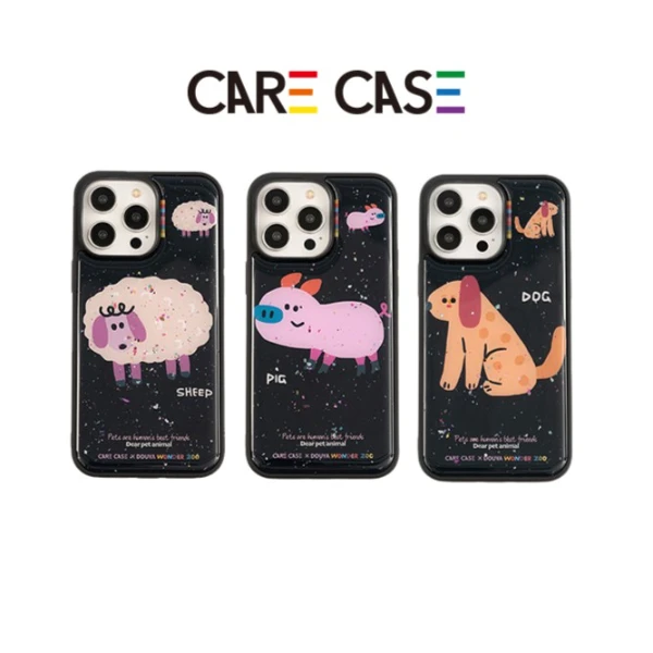 carecase可爱动物滴胶黑边手机壳
