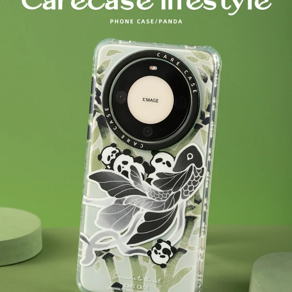 carecase水墨锦鲤熊猫双层手机壳 适用华为 Mate 60Pro+ 独立按键