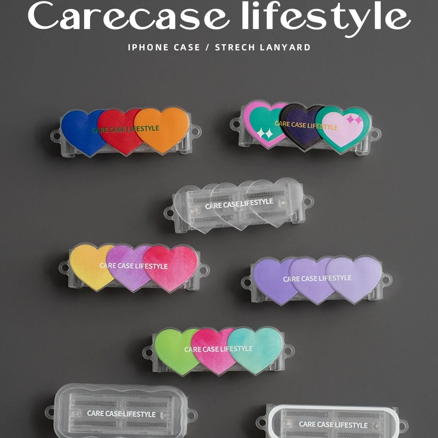 CARECASE 爱心手机背夹挂绳可调节可斜挎背带挂脖防丢黑白情侣