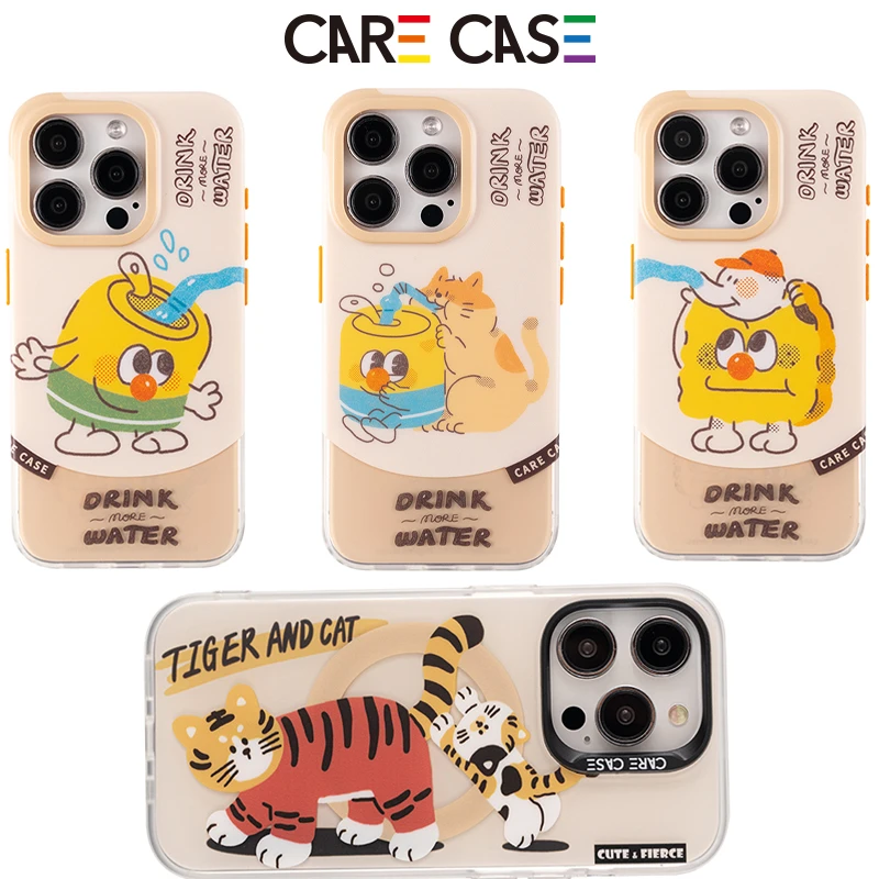 carecase【达人专属】罐头和饼干/猫咪喝水双层手机壳 适用苹果