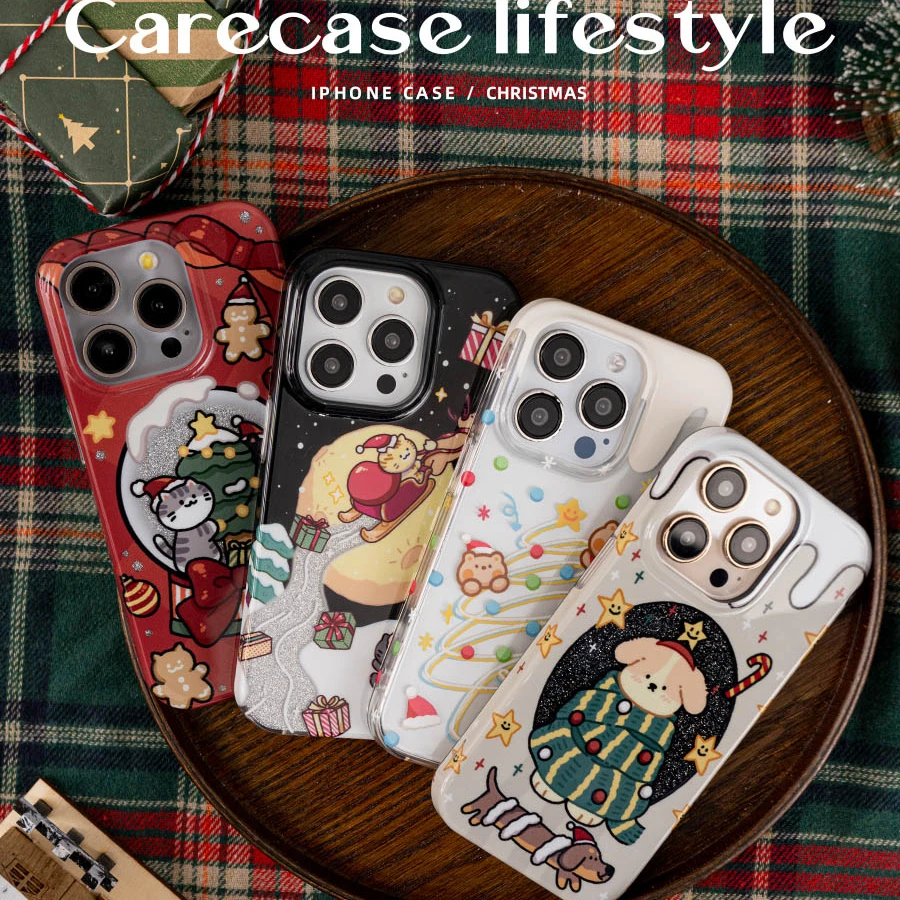 carecase四款圣诞系列 小狗 水晶 光面波点 奔月手机壳适用于苹果