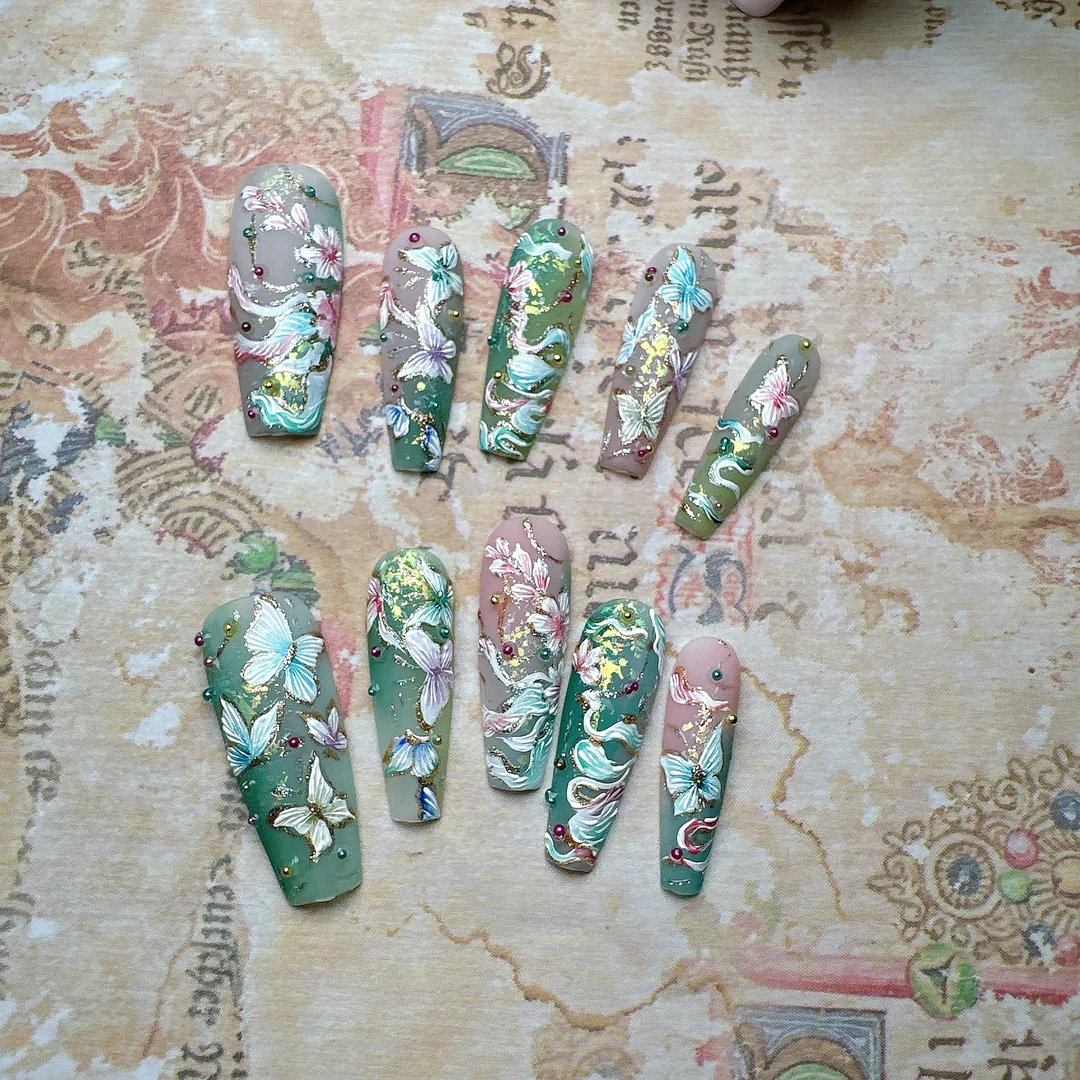【蝶舞】小氿穿手绘穿戴甲 不支持七天无理由