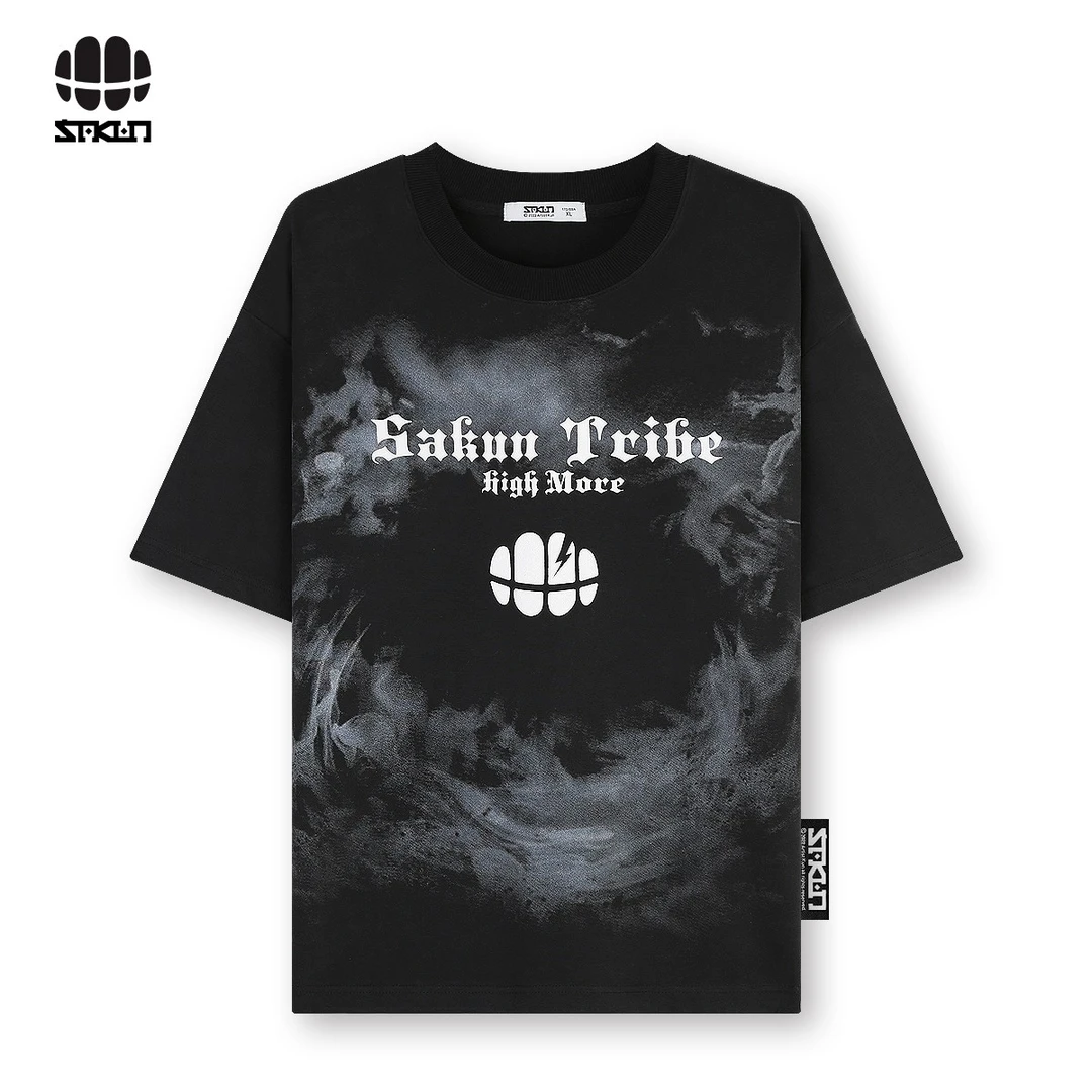 SAKUN潮牌星云底纹哥特情侣圆领T恤3141-1223446-MM