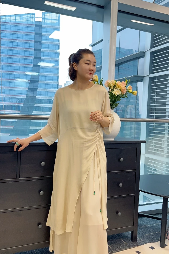 断色878【褶皱长款防晒】显瘦透气时尚宽松长袖百搭中长款纯色气质1