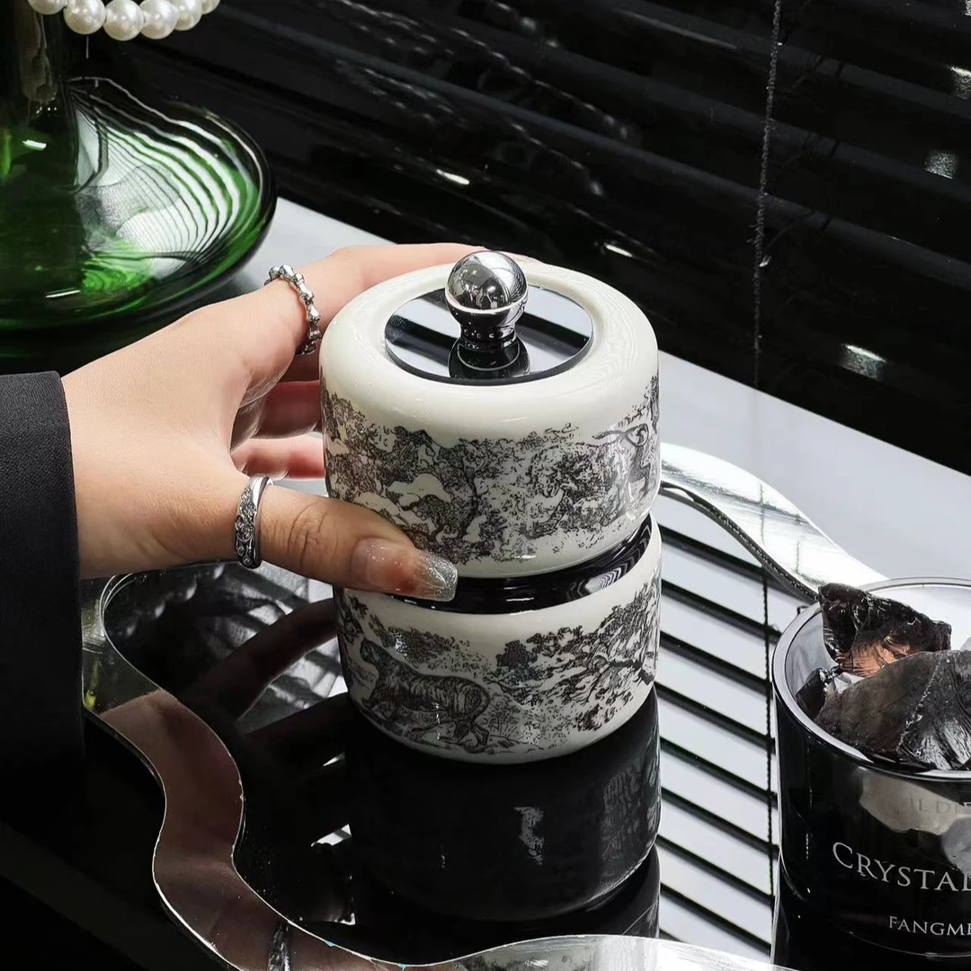 MUEN限定中古风黑虎啸山林牙签筒客厅高颜值收纳小众陶瓷家用礼物