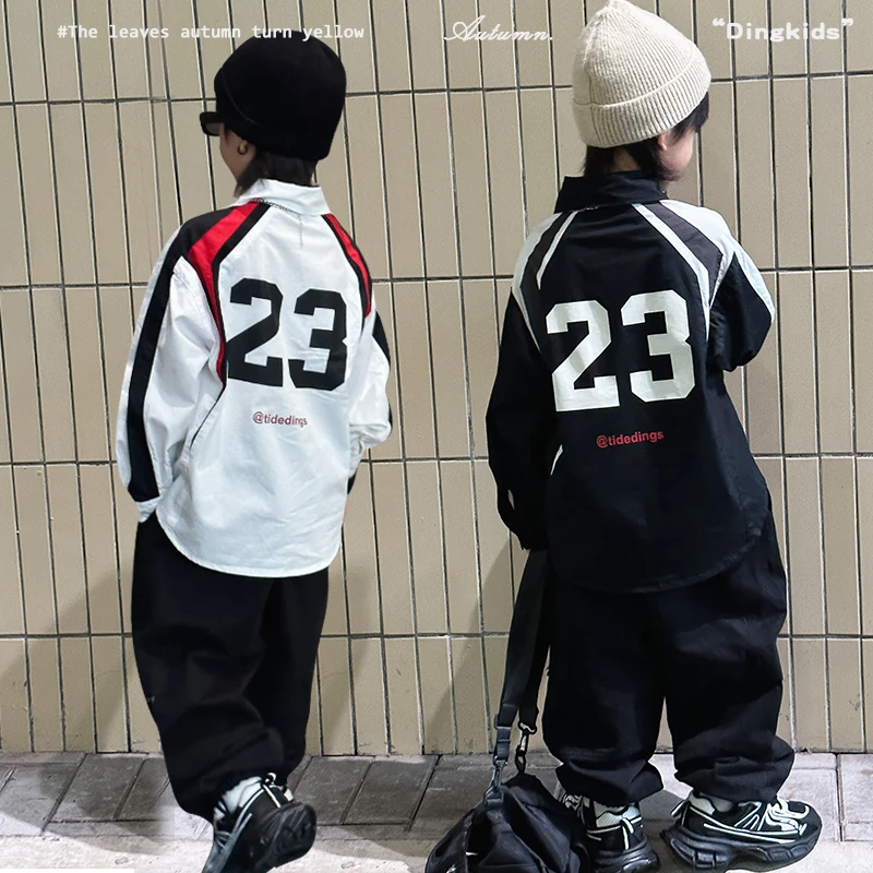 男童衬衫长袖2023新款童装大童上衣男孩衬衣开衫儿童秋外套23339