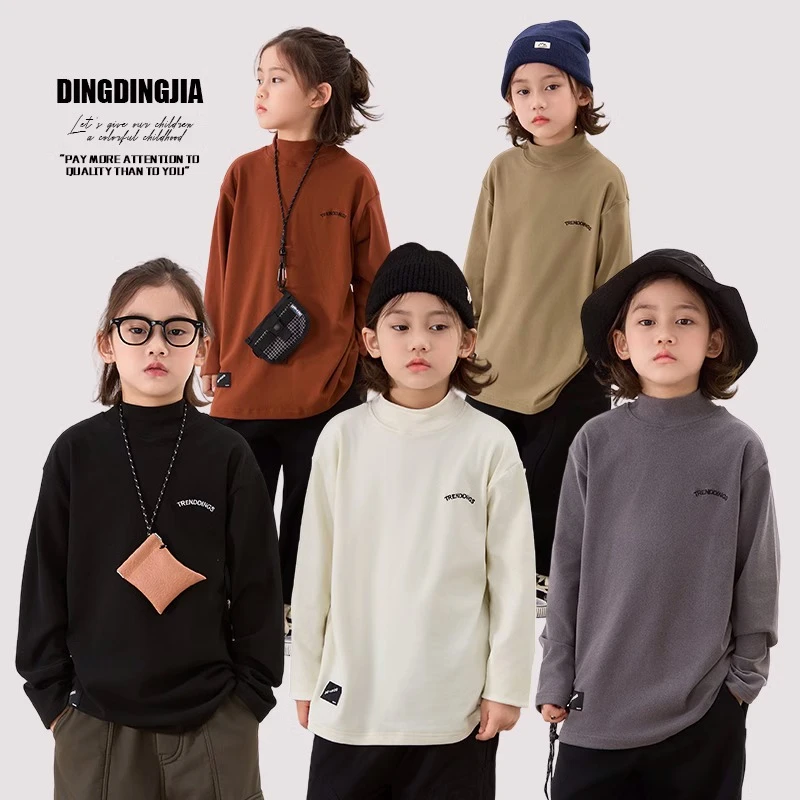 【现货】冬装保暖衣新款儿童加绒半高领打底衫宝宝冬季加厚24446