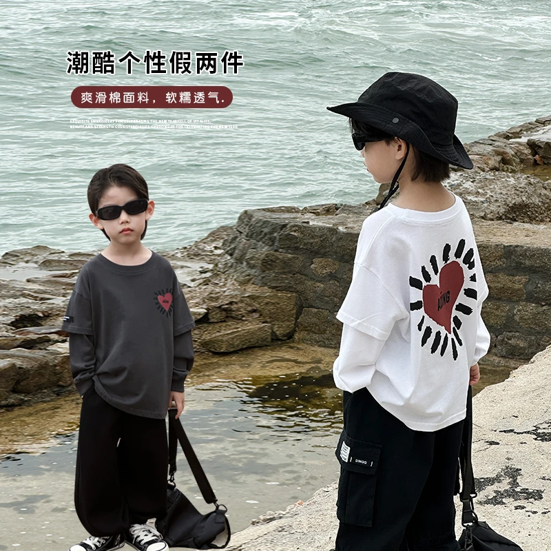 【现货】男童长袖T恤儿童打底衫春秋款秋季宽松上衣童装男孩潮23249