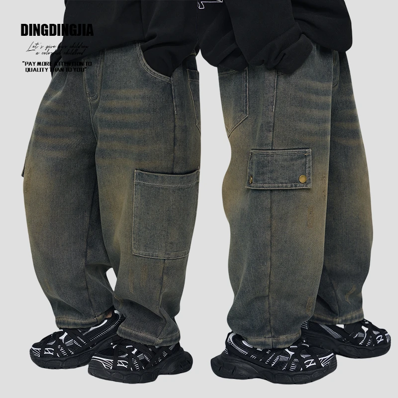 叮叮家童装男孩冬季加绒复古牛仔裤男童冬款加厚长裤儿童冬装裤子