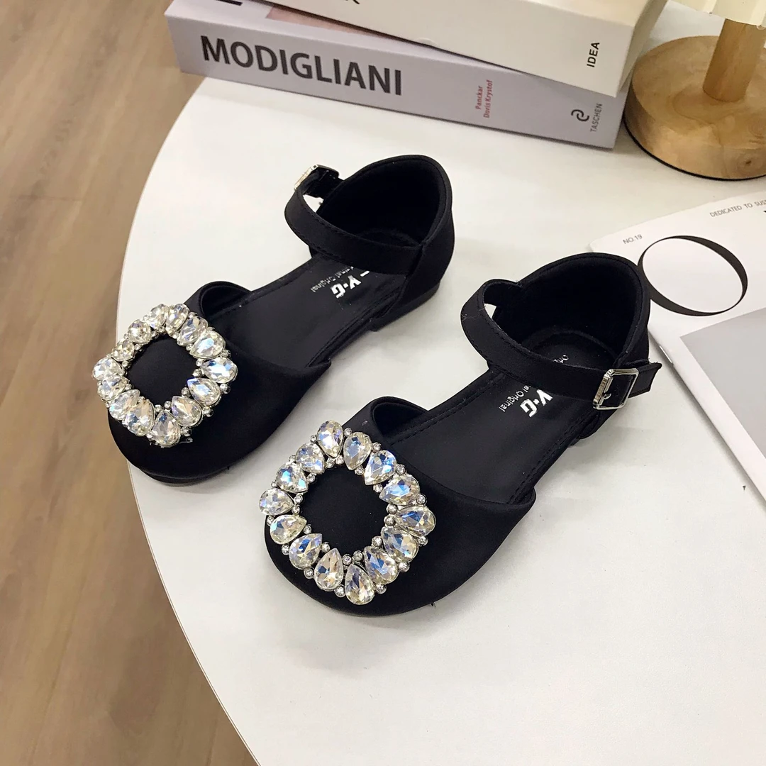 西瓜西72267女童凉鞋童鞋2024年夏季新款小女孩亮钻公主鞋半凉鞋